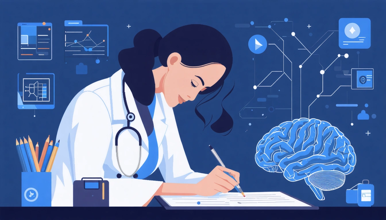 Ilustração sobre neuropsicopedagogia: profissional atendendo criança